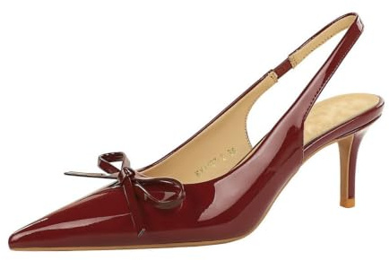 Femmes 6.5cm arrière Bracelet à cheville Stiletto Pompes arc talons hauts | Fermé pointed Toe, Bridal Party Club Wedding Ball, Chaussures creuses arrière