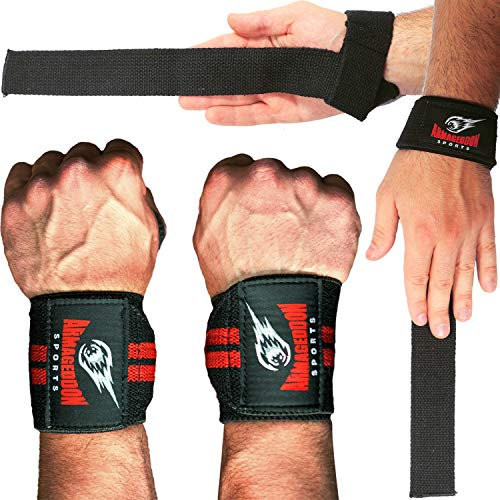 Bandes de Poignet Pro + Sangles de Tirage Musculation (Lot de 2) – Combo Wrist Wraps & Lifting Straps – Pour Fitness, Gym, Haltérophilie, Bodybuilding et Entraînement de Force