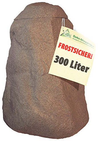 AMUR Regntunna regnpäls 300 l – rostsäker, hållbar regntunna med robust lock och kran (stenbrun)