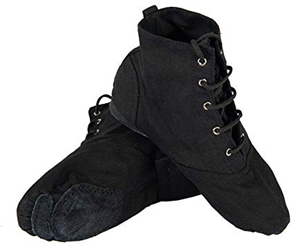 Modernes Chaussures De Danse Chaussure de Ballet Semelle Souple Yoga Gymnastique Split Plate Ballet Doux Toile Chaussons pour Hommes Femmes Little Kid Lacets Filles Canvas Jazz Dance,Noir,Noir,37 EU
