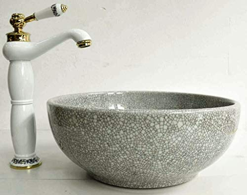 Bathroom Cloakroom Ceramic Counter Top Wash Basin Sink Washing Bowl (35cm, Grey)