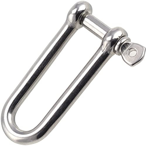 OPIOL QUALITY® Schäkel Lang Form Ø 10mm aus Edelstahl A4 V4A (2 Stück) Rundschäkel Verbinder Drehschäkel D-Schäkel Augenbolzen Drahtseil Seil Boot Säurebeständig Lange