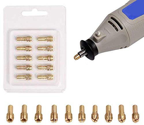 Lot de 10 mandrins en laiton de précision 0,5-3,2 mm pour perceuse Dremel - Outils rotatifs de mandrin électrique