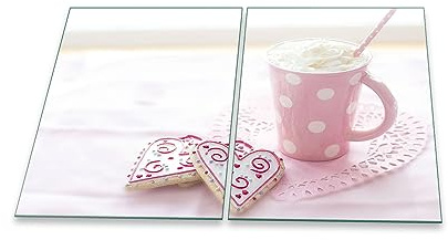 Herdabdeckplatte Abdeckung Ceranfeld Abdeckplatte Schneidebrett 2-Teilig 80x52 Süssigkeiten Rosa Spritzschutz Glasplatte Ceranfeldabdeckung Schutz Herdschutz Sicherheitsglas Glasschneidebrett 2x40x52