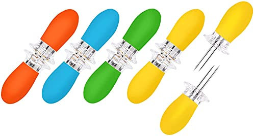 AUGSUN Lot de 10/5 paires de supports à maïs, en acier inoxydable, pour barbecue, fourchette à brochettes pour la maison, la cuisine, les fêtes, le camping