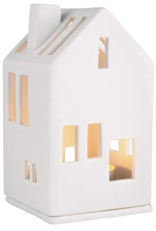Räder Lichthaus Wohnhaus aus Porzellan unglasiert in der Farbe Weiß, Maße: 11 x 6 x 6 cm, 89803 | 89803