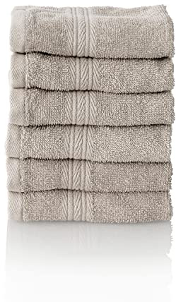 ALCLEAR Set di asciugamani in spugna assorbente, in 100% cotone ecotex, serie in 6 colori e 5 misure, colore: grigio argento, 6 asciugamani per il viso 30 x 30 cm