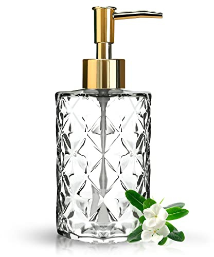 Topsky 330 ml Glas Seifenspender，für Küche，Badezimmer，Pumpe aus Transparent Glas und Plastik，für Geschirrspülmittel，Flüssigseifen