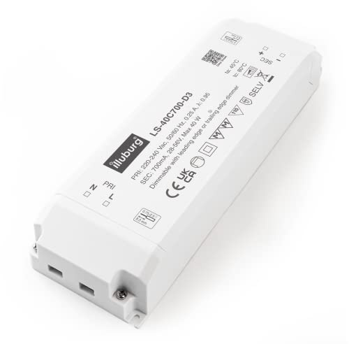 illuburg LED Trafo Dimmbar Triac 700mA Konstantstrom 20W - 40W LED Netzteil Treiber Transformator Driver