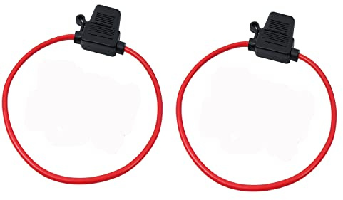 Dtmeng 2 x Inline Sicherungshalter für 12V 30A Klinge Sicherungen, 12AWG, 12-32V, spritzwassergeschützt, Auto, Fahrrad, Lkw, Wasserdichte Klinge, Kupferdraht, Rot, PVC