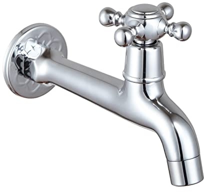 Messing Wandmontage Badezimmer Wasserhahn Waschbecken Waschbecken Balkon Mop Einzelner Kaltwasserhahn Kreuzgriff Chrom