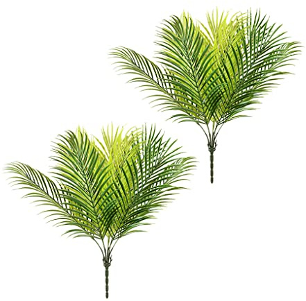 IEEDFJKK 2 pièces plantes d'arbre artificielles branche en plastique faux décor de feuille de palmier tropical extérieur intérieur pour les affaires de fête