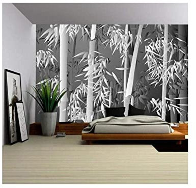 Papier Peint Panoramique Bambou Noir Et Blanc 3D Poster Mural pour Salon Chambre Décoration Murale