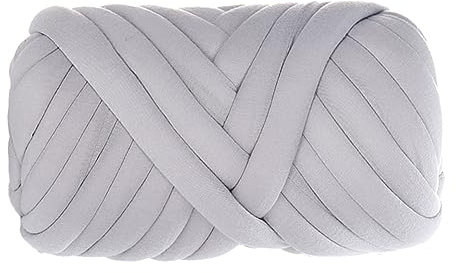 EBbels Chunky Wolle Garn, 500g Soft Bulky Arm Stricken Wolle Roving Häkeln, 2,5cm DIY Hand Chunky Strickdecke Decke Garn Für Decke, Haustierbett, Riesen Grobstrickdecken (Hellgrau)