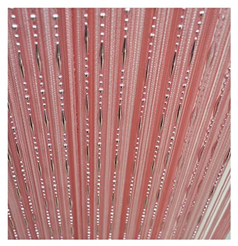 Beaded Door Curtain,String Curtain 12 Color Beads Line Curtain Modern Yarn Dyed Curtains For Home Living Room Door Hotel Cafe Interior Decoration Solid Curtain ( Color : Pink , Size : 100cm x 200cm )