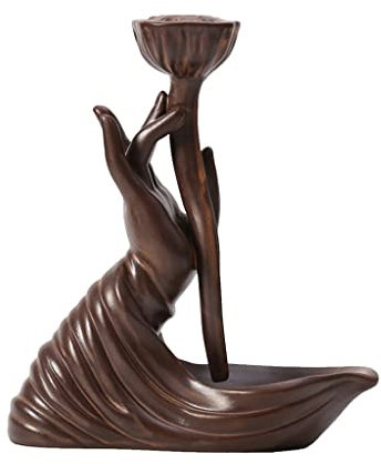 MOOWI Weihrauchbrenner Lotus Backflow Incense Burner Ceramic Incense Holder Waterfall for Aromatherapy Ornament Office Home Decoration Yoga Teahouse Meditation Räucherstäbchenhalter Zen Dekor