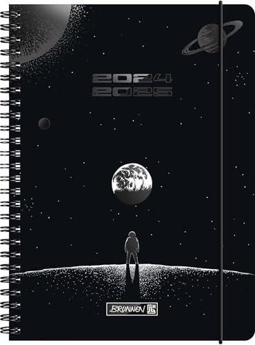 BRUNNEN Schülerkalender (2024/2025) „Outer Space“, 2 Seiten = 1 Woche, A5, 208 Seiten, schwarz