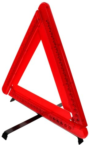 SEWOART Triangolo Emergency Warning Sign 3 X Aa Abs Pieghevole | Triangolo Moto Omologato Piccolo, LED Emergenza, Riflettore Rosso su Entrambi i Lati, Uso Stradale
