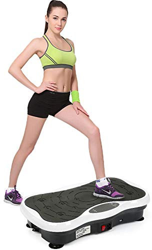 Placas de vibración, Fitness Placa vibratoria Quema de grasa, Fortalecimiento muscular y entrenamiento completo del cuerpo Altavoz Bluetooth, Control remoto, Superficie antideslizante (blanco y negro)