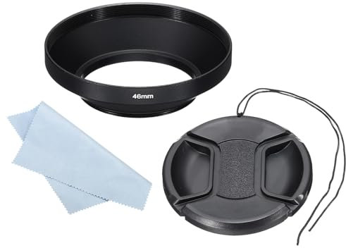PATIKIL Pare-Soleil de 46 mm, Pare-Soleil Intérieur Mat à Surface Anti-Reflet avec Bouchon d'Objectif de 67 mm et Chiffon de Nettoyage pour Objectif d'Appareil Photo, Noir