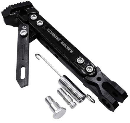 FONGKNOX Motorrad-Seitenständer, verstellbar, Parkstütze, CNC-Aluminiumlegierung, Fußstütze, Parkstütze, Ständer Universal-Ständerteile für Motorräder, Fahrräder, Roller, E-Bikes, Metallic-Schwarz