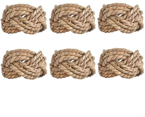 Serviettenringe, Rattan-Gewebe, Serviettenringe, Halter, für Weihnachten, Abendessen, Hochzeit, Geburtstag, Party, Urlaub, Bankett, Dekoration, 6 Stück