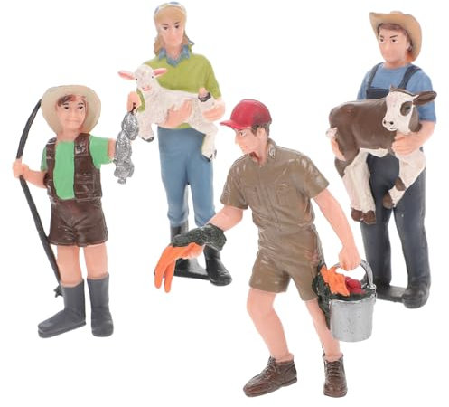 ibasenice 4stücke Realistische Bauernhof Figuren Handgefertigte Bauernhof Modellfiguren Für Deko Edukatives Rollenspiel Detailreiche Simulation Lernspielzeug Und Schaukasten-Dekoration