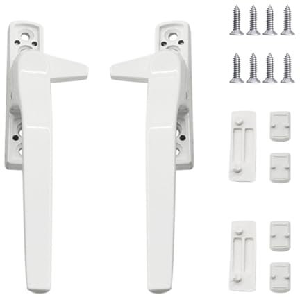 Yuiturt 2 Pcs Window Handle, Double Glazing UPVC Window Handles, Window Handle Replacement Kit, Left and Right Hand, Handle Lever for Windows and Sliding Doors
