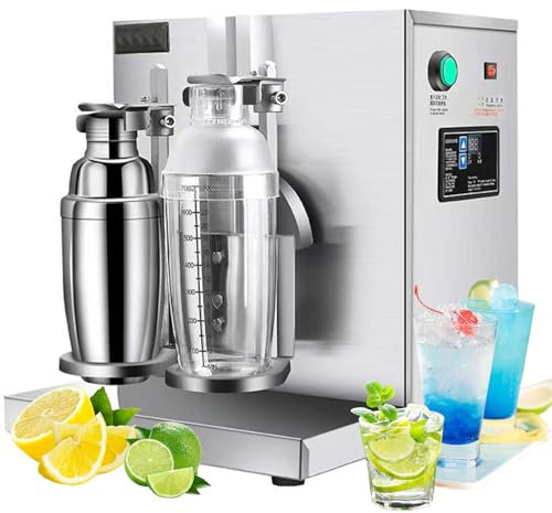 IUokLU Machine à secouer Le thé au Lait Automatique 1000 ML Machine à secouer Le thé au Lait 120 W en Acier Inoxydable avec 2 Tasses à secouer Tête Double électrique,