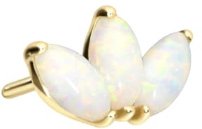 PIERCINGLINE Universal Piercing Schraub-Aufsätze 14 Gold Schraubaufsatz mit Außengewinde LOTUSBLÜTE + SYNTHETISCHE OPALE 585er Gold Goldfarben | 14 Karat