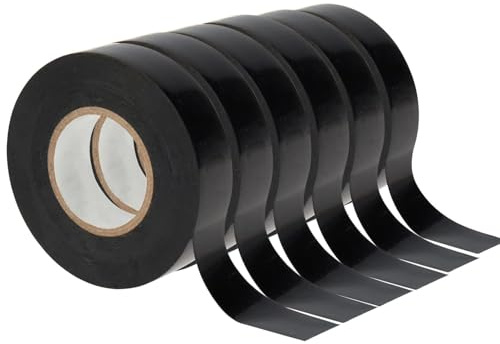 Scotch Noir Ruban électrique, 6 Pièces Electricien, 16 mm * 20 m Ruban D'isolation électrique pour Les Projets De Câblage Et Les Réparations (Noir)