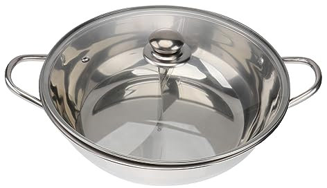CHICAMPERA Pentola per Cottura Induzione Acciaio Inossidabile con Divisore per Hot Pot con Coperchio Adatta per Cucine Induzione Perfetta per Cene con Amici e Famiglia