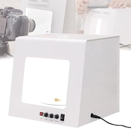 Boîte à lumière pour photographie, studio photo professionnel avec plateau tournant électrique à 360° et éclairage réglable de 3 000 à 5 500 K pour la photographie de produits,22cm