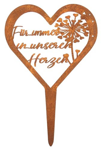 KUHAWL Decorazione per tomba, resistente alle intemperie, a forma di cuore, decorazione per tomba, effetto ruggine, decorazione per il cimitero e per giardini, cortili, cimitero