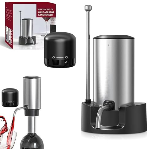 Aérateur de Vin Electrique,Décanteur Électrique avec Bouchon à Vin Verrouillable,Décanter à Vin Électrique,Distributeur de Vin Électrique,Distributeur de Vin Automatique pour Maison Restaurant Fêtes
