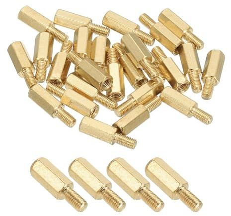 PATIKIL M3 Messing Sechskant Abstandshalter 25 Stück PCB Motherboard Abstandsbolzen Für Drohne Quadcopter Computerbau Elektronikprojekte Leiterplatte Gold (M3 x 10mm+6mm)