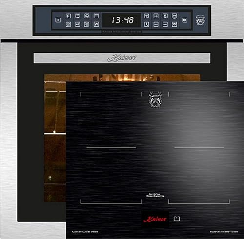 KAISER Kit de four encastrable en acier inoxydable, 86 l, avec grill Air Fryer, Full Touch, 60 cm, avec plaque à induction, 60 cm, zone libre avec 2 zones à induction Flex, écran TFT EH 6306 N, R+KCT