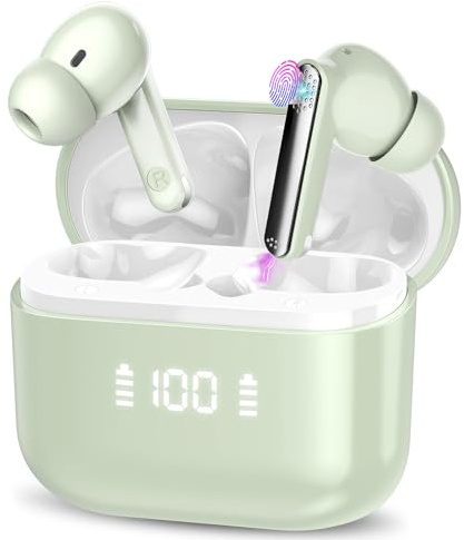 Thunelec AI Sprachübersetzer Kopfhörer, 48Std Bluetooth 5.4 Kopfhörer Übersetzer mit 164 Sprachen, 3 in 1 Übersetzungskopfhörer, 6 Übersetzungsmodi Echtzeit Übersetzer Ohrhörer mit ENC Mic, Fruchtgrün
