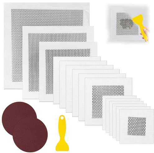 18pcs Wall Repair Patch 2-10Inch Self-Adhesive with Scraper Sandpaper | Aluminium & fibreglass for strong hold, Prevents recurring cracks, Cut-to-size, For walls, ceilings & plasterboard