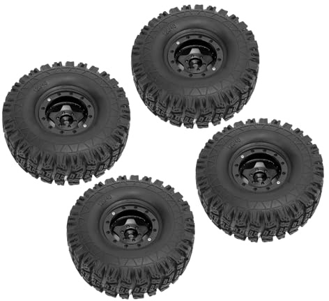 Generic RC Wheels Rims Plastic Aluminum Alloy Easy to Install 4pcs RC Wheels Tires Set for Crawler (Black)