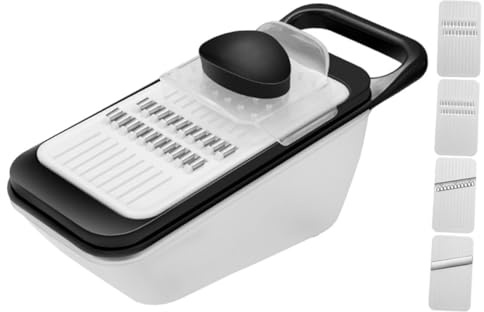 Mipcase Cortador de Verduras Multiusos 4 Cuchillas Fijas Mango Antideslizante Color Negro Picadora y Rallador para Cocina Doméstica Adecuado para Cortar Rallar y Triturar Rábanos y