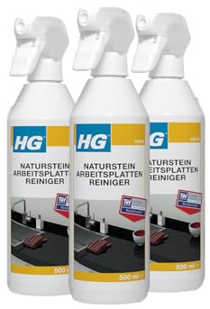 HG Naturstein Arbeitsplatten-Reiniger – 3er Set Steinreiniger Pflege-Spray für Küchenarbeitsplatten