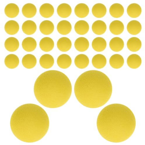 WEKAMOS 50 Balles en Mousse Eva Jaunes, Recharge pour Lance-balles, Rondes et Légères, Sûres pour Garçon et Filles, pour Classe et Carnaval