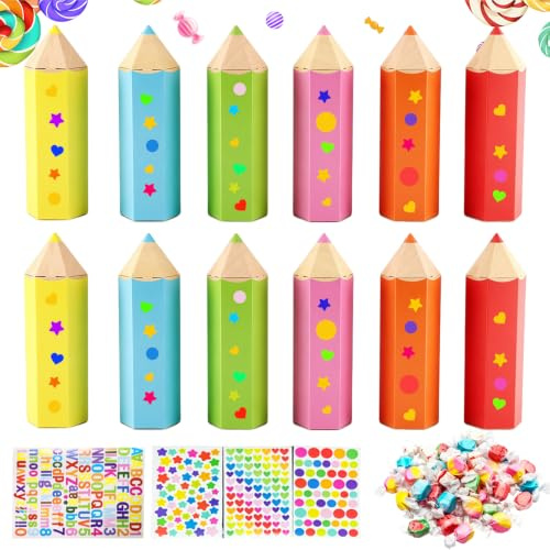 XEERUN Small School Cone, Sugar Cone Boy & Girl, School Cone, Small Pen Shape for Filling, Siblings School Cone, Blank Craft Set with 8 Stickers, Gift Wrapping First Day at School