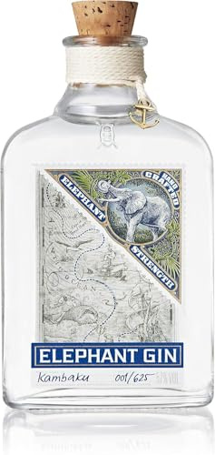 Elephant Gin, Navy Strength Gin, 500ml, Ideale per Gin Tonic Premium, Note Floreali e Speziate, con Botaniche dall'Africa, Gin Artigianale Distillato in Alambicchi di Rame, Idea Regalo, 57% Vol.