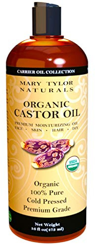 Organic Castor Oil 16 oz — USDA Certified by Mary Tylor Naturals — Cold Pressed, Hexane Free, 100% Pure and Natural