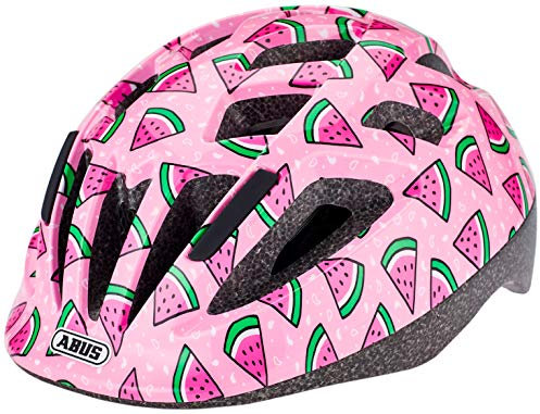 ABUS Kinderhelm Smooty 2.0 - Robuster Fahrradhelm für Kleinkinder im Beifahrersitz - für Mädchen und Jungen - Rosa mit Melonenmuster, M (49-55cm)