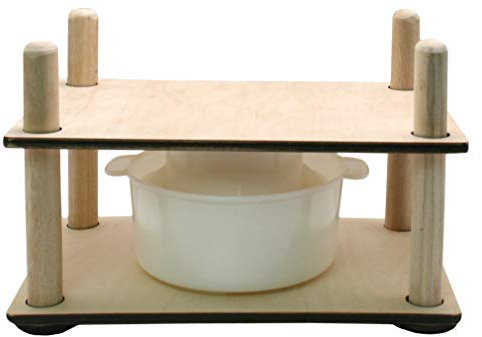 Prensa Para Queso Casero Käsepresse aus Holz für Käseherstellung, 30,5 cm, Holzführungen und Käseform mit Kolben, 1,3 l