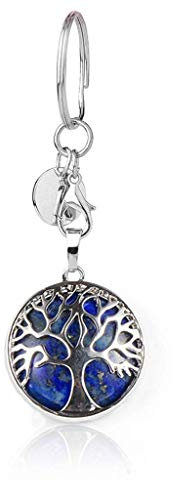 SNOWZAN Árbol de la Vida Lapislázuli Llavero de Piedra Natural y Preciosa - Colgante de Gemas Chakra para Decoración