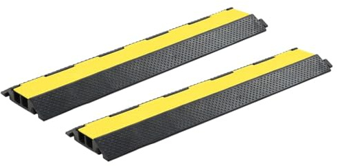 vidaXL 2X Rampas de Protección de Cable 2 Canales Protección Protector Alambres Manguitos Tubos Mangueras Pasacable de Suelo Goma 101,5 cm